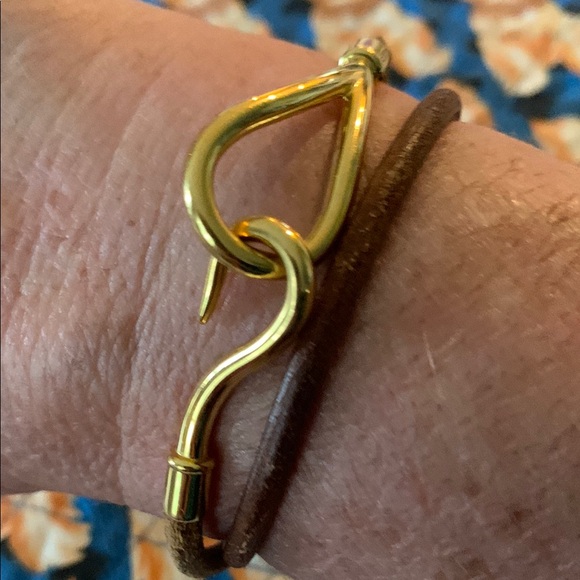 Hermes Elegant Gold and Brown Bracelet
